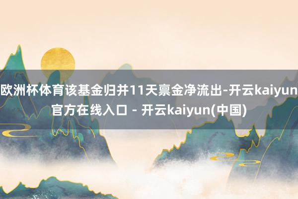 欧洲杯体育该基金归并11天禀金净流出-开云kaiyun官方在线入口 - 开云kaiyun(中国)