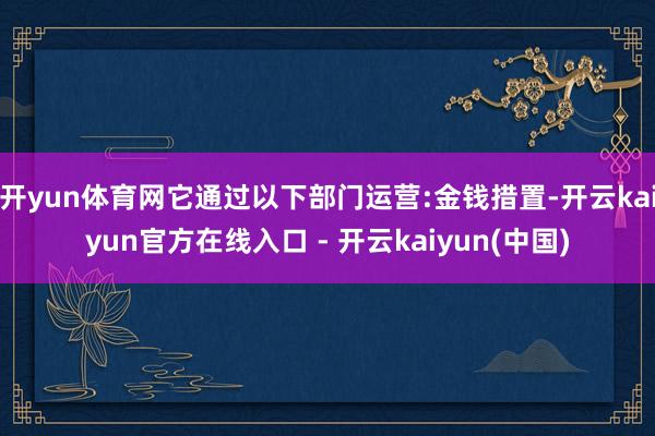 开yun体育网它通过以下部门运营:金钱措置-开云kaiyun